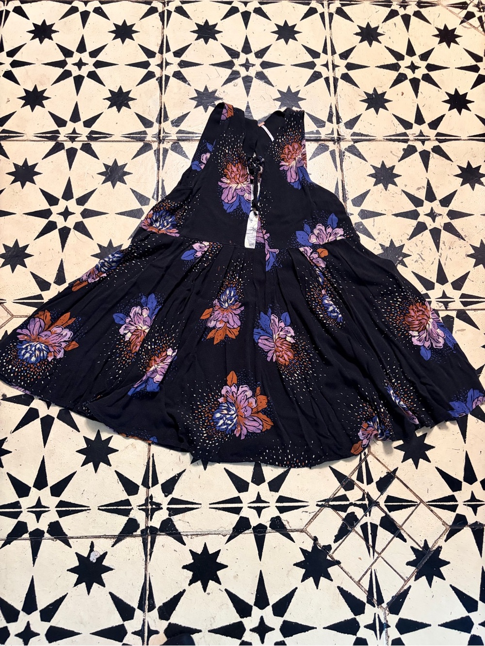 Free People Black Floral Mini Dress